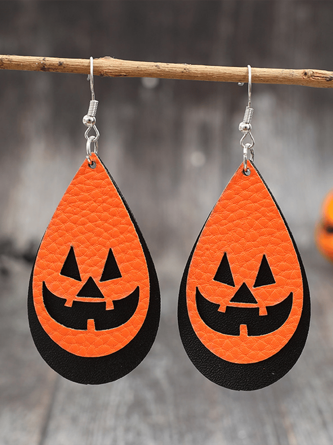 Halloween Cute Pumpkin Ghost Earrings Pu Leather Creative Earrings