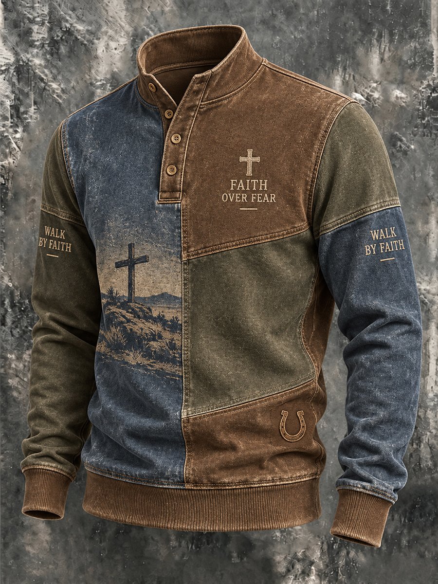 Men's American Western Faith-Themed Graphic Top