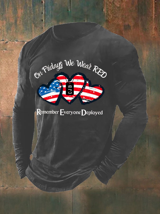 Men's On Fridays We Wear Red Printed T-Shirt
