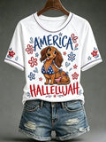Women's "America Hallelujah" Printed Casual Tops