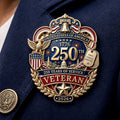 United States 250th Anniversary 1776–2026 Veteran 250 Years of Service Patriotic Commemorative Badge