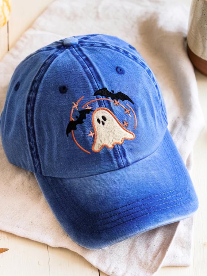 Unisex Embroidered Ghost Print Hat