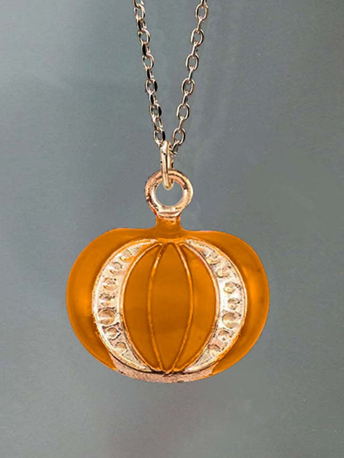Halloween Pumpkin Hat Cat Head Necklace