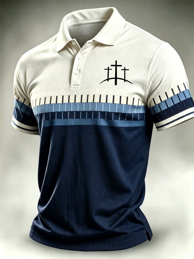 Men's Faith Cross-Print Short-Sleeve Polo Shirt