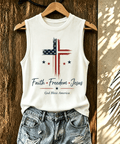 Women's Faith Freedom Jesus Print Tank Top