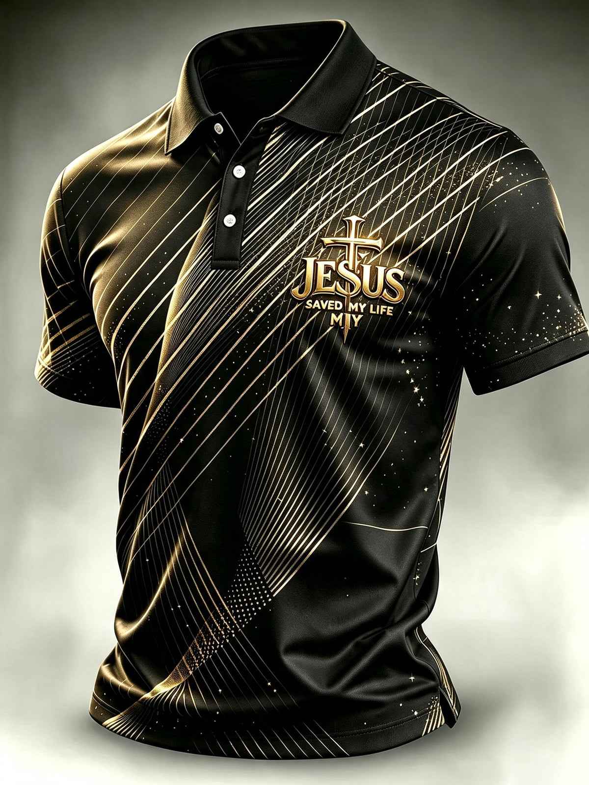 Men's Faith Cross-Print Short-Sleeve Polo Shirt