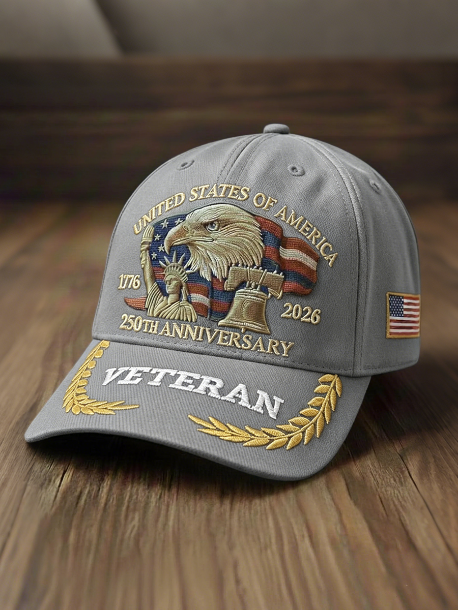 USA 250th Anniversary Veteran Embroidered Bald Eagle Patriotic Hat