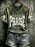 Women's As Long As I'm Breathing I've Got Reason To Praise The Lord Printed T-shirt