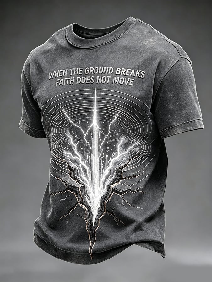 Men'S Casual Crew-Neck T-Shirt With "Faith" Print