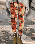 Women's Autumn Maple Leaf Printed Pants Leggings