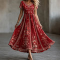 Red Friday Art Print V-neck Maxi Dress