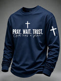 Men's Pray Wait Trust God Has A Plan Printed Casual T-shirt