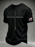 Men's 250th Anniversary Independence Day Flag Art  One Nation Under God  Faith Print Top