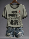 Women's Faith Lover Dry Bones Come Alive Halloween Printed T-shirt