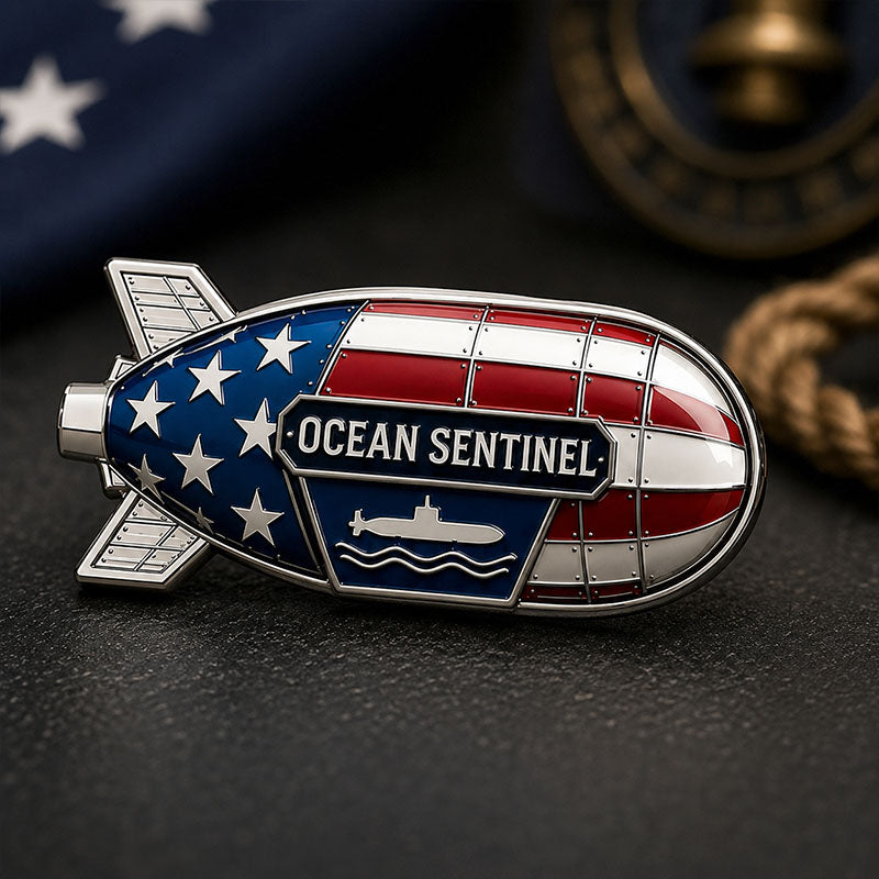 Ocean Sentinel Patriotic Submarine Pin