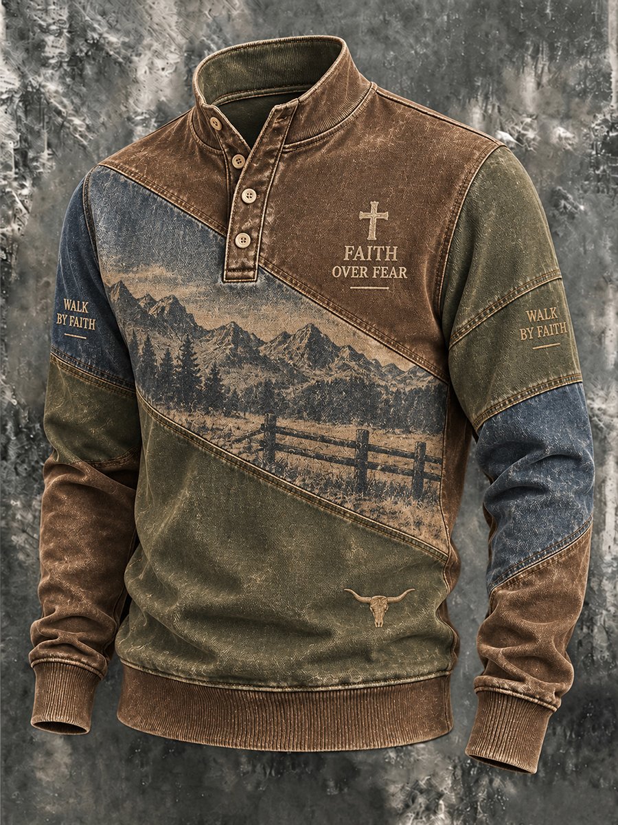 Men's American Western Faith-Themed Graphic Top