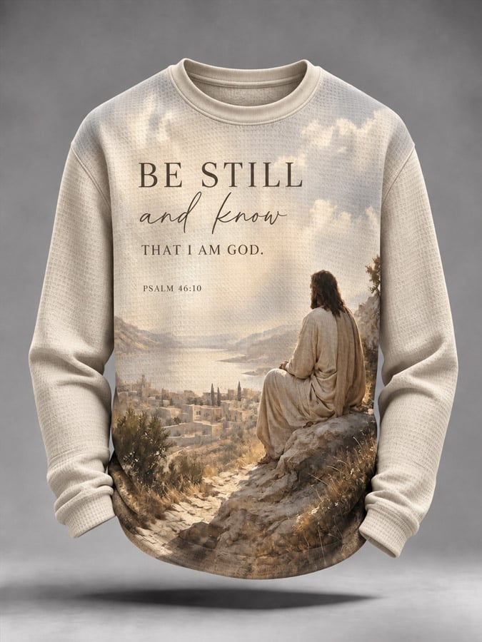 Men's Be Still And Know Psalm 46:10 Printed Waffle-Knit Top