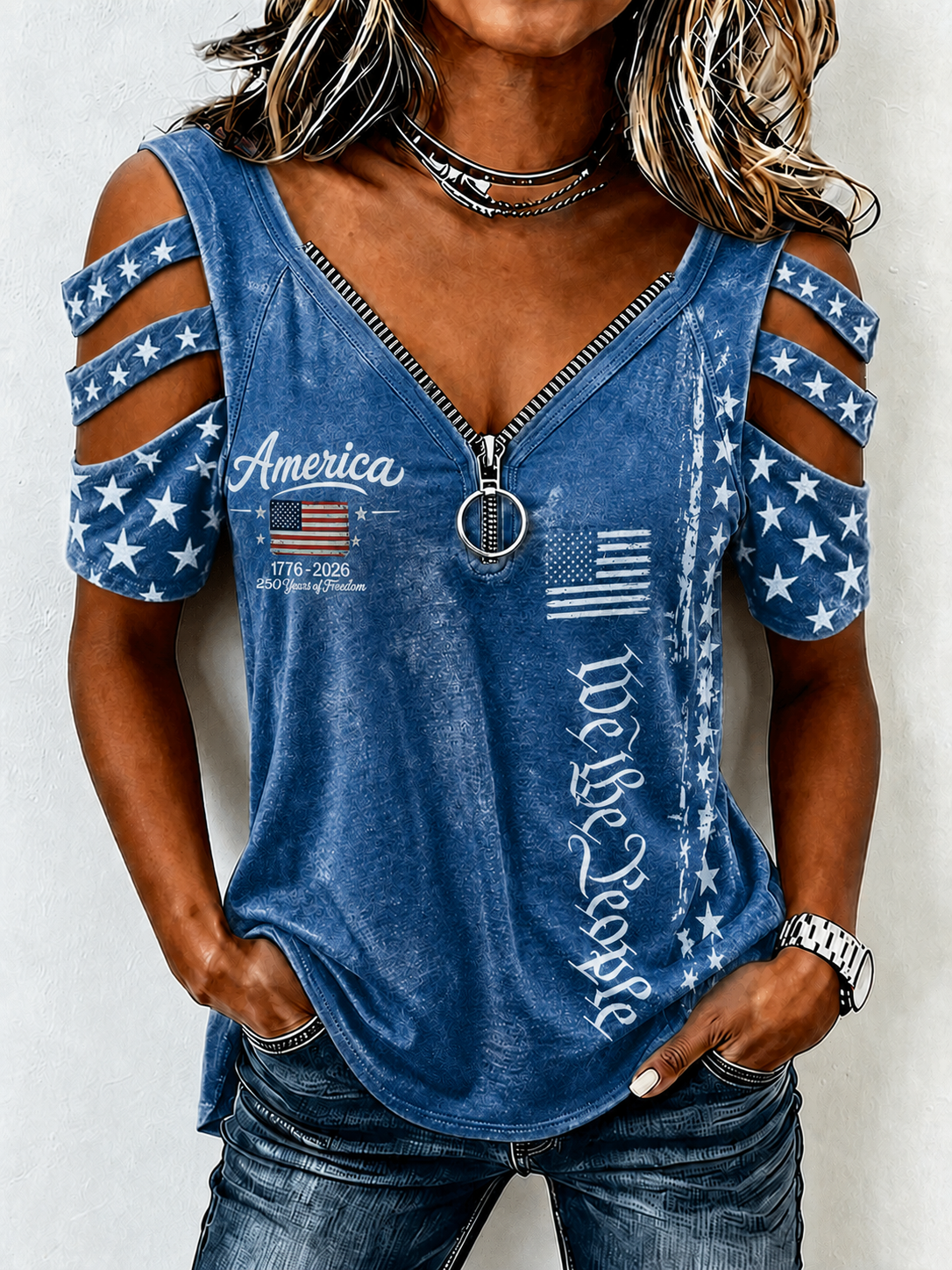 Women's America Flag Print Casual Top