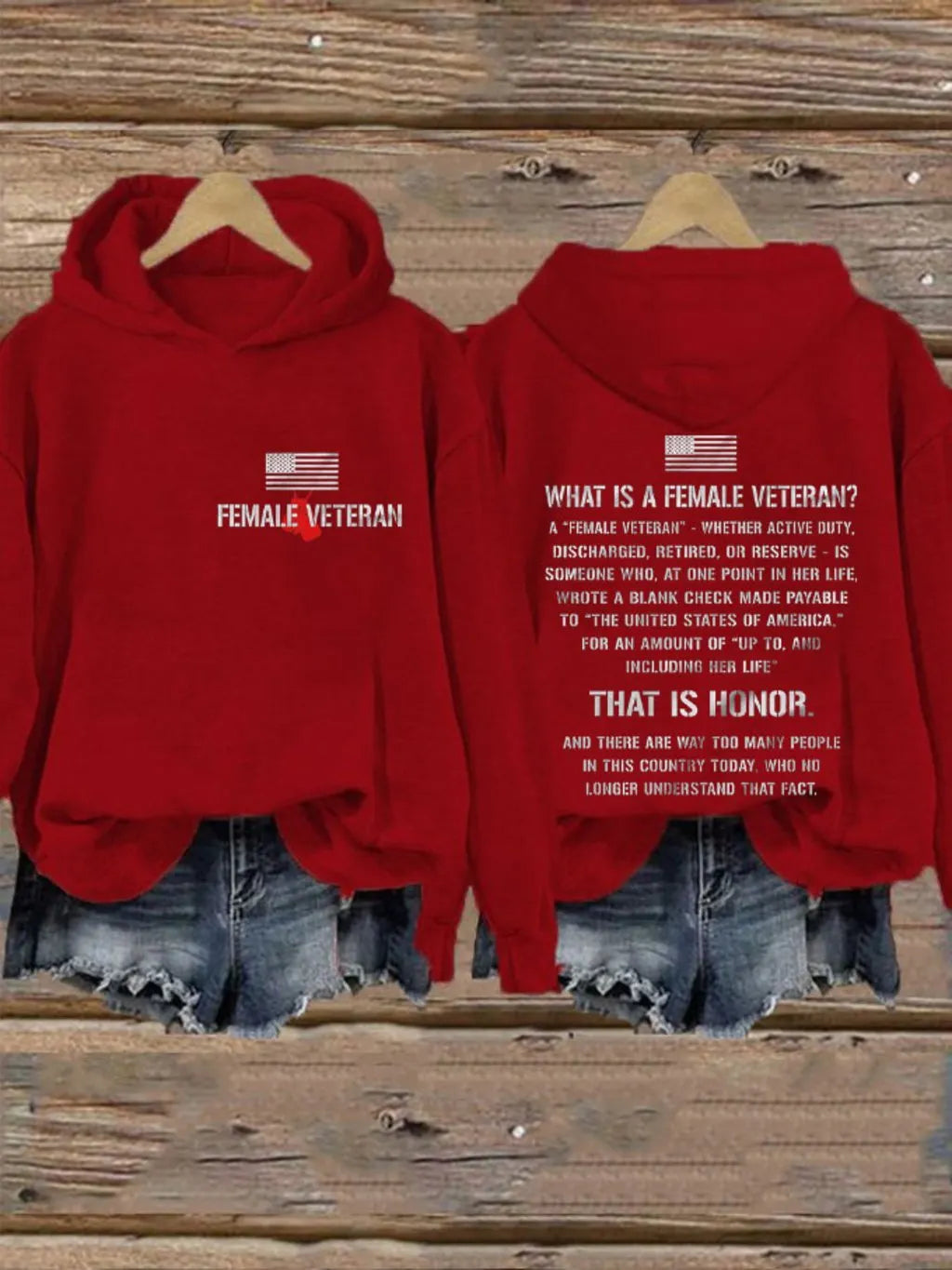 Women's Female Honor Veterans Day Printed Sweatshirt