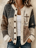 Women's Casual Printed Knit Cardigan