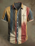 Men's Vintage Faith Faux-Linen Short-Sleeve Shirt