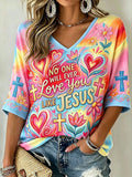Women's Faith-Themed Fun Slogan Pattern Print Casual T-shirt
