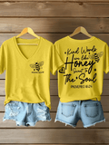 Women's 'Kind Words Are Like Honey' Printed Casual T-Shirt