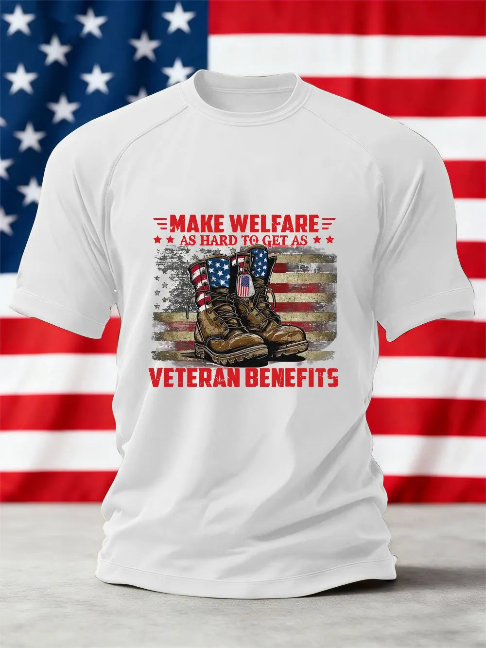 Men's Veterans Day Printed Crew Neck Short Sleeve T-Shirt