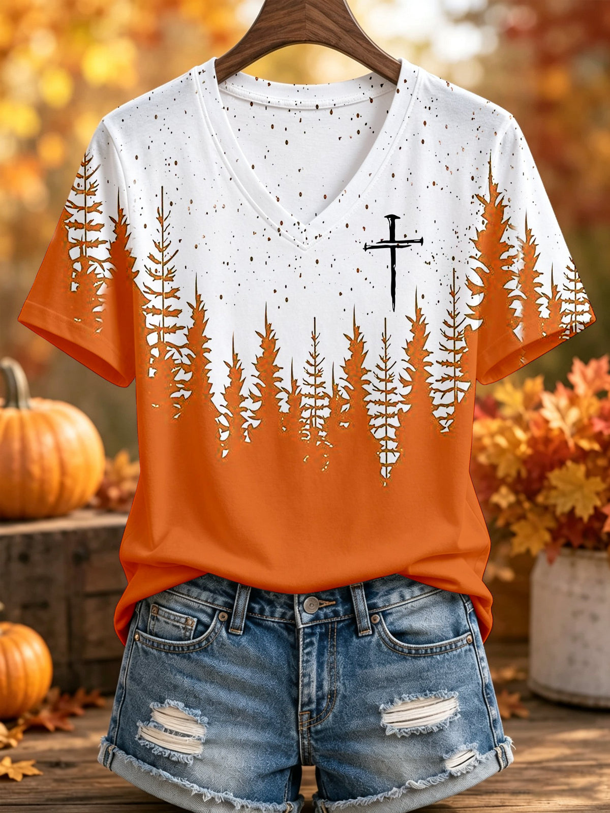 Women's Casual Autumn Faith Print T-Shirt