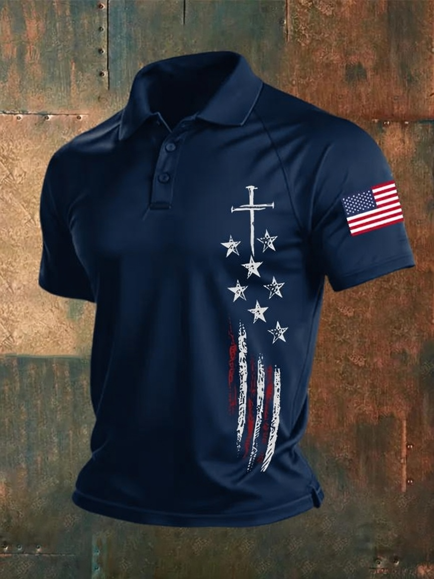 Men's casual waffle Patriot Polo