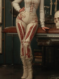 Women's Vintage Halloween Human Anatomy Art Realistic Print Imitation Jeans