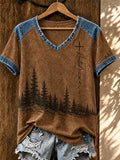 Women's Vintage Western Faith-Print Top