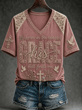 Women's Retro His Grace Still Finds Me Western Faith Printed Top