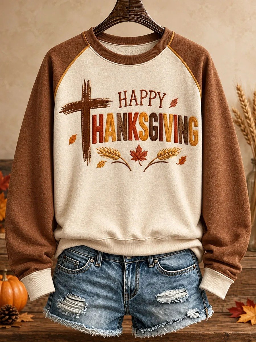 Women's Thanksgiving Faith Lover Art Printed Sweatshirt