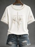 Women's  Retro Jesus"Christian Faith Floral  Print T-shirt