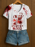 Women's Blood Stains  Print V Neck Casual T-Shirt