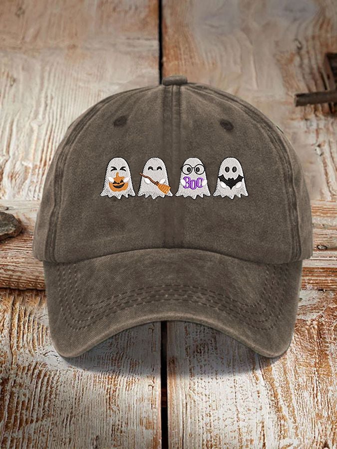 Unisex Halloween Boo Bat Broom Pumpkin Ghost Print Hat
