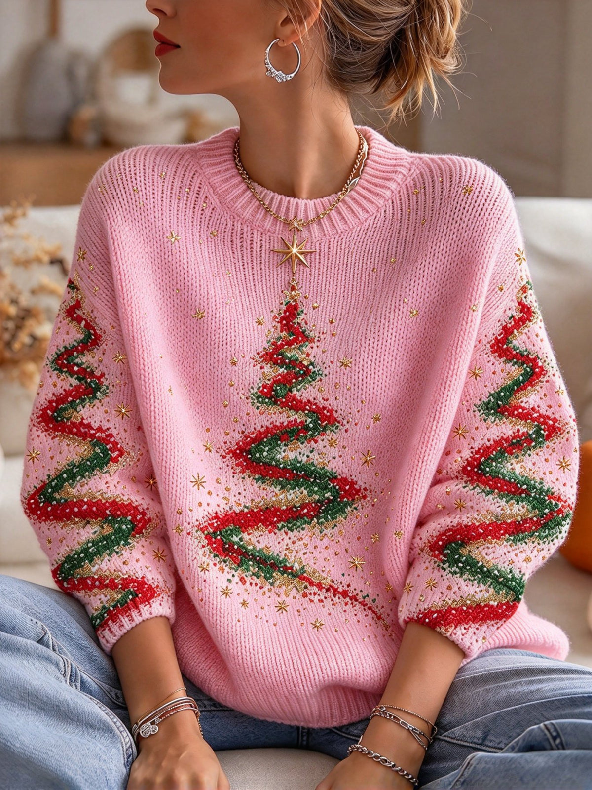 Women's Casual Print Knit Top