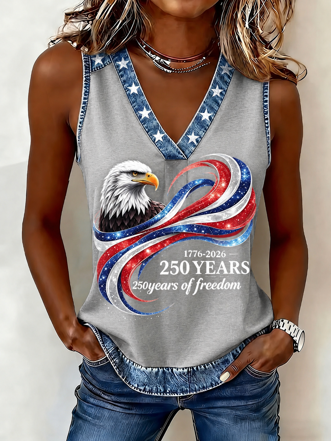 Women'S American 250Th Anniversary Faith Printed Casual Tank Top