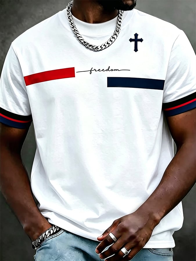 Men'S Casual "Faith" Print T-Shirt