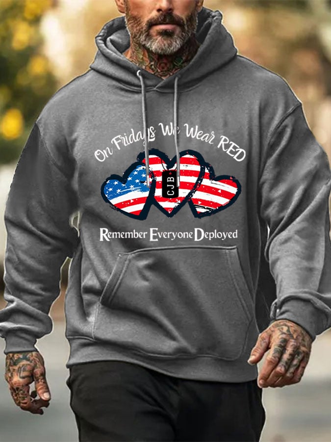Men's On Fridays We Wear Red Print Hoodie