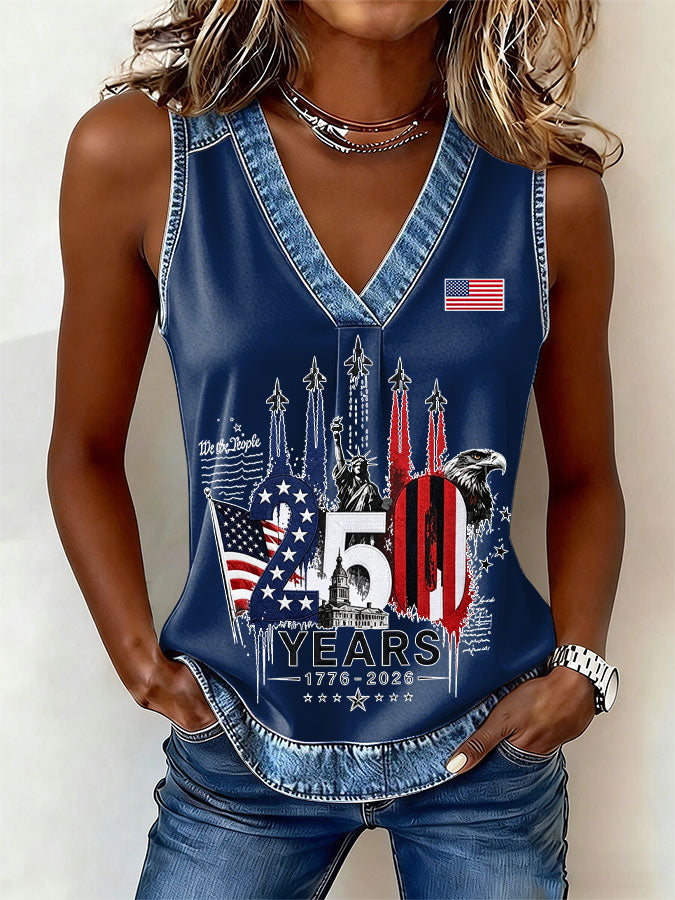 Women'S America Flag Printed Casual Vest