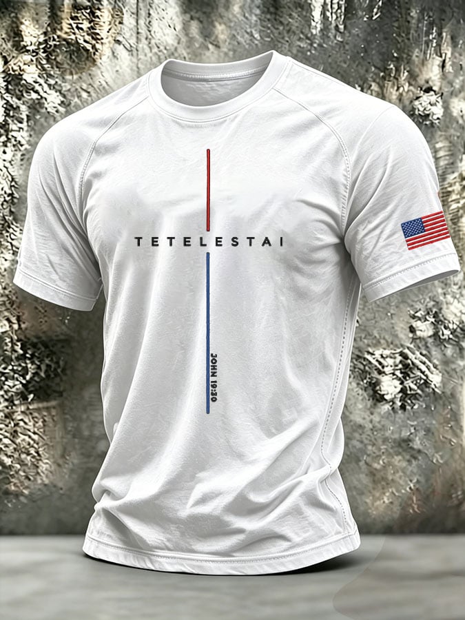 Men's Faith American Flag Sleeve Printed Short-Sleeve T-Shirt