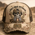 Gulf War Veteran Desert Storm Skull Trucker Cap