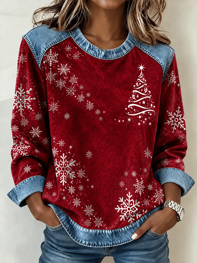 Women's Christmas Print Pullover Sweatshirt
