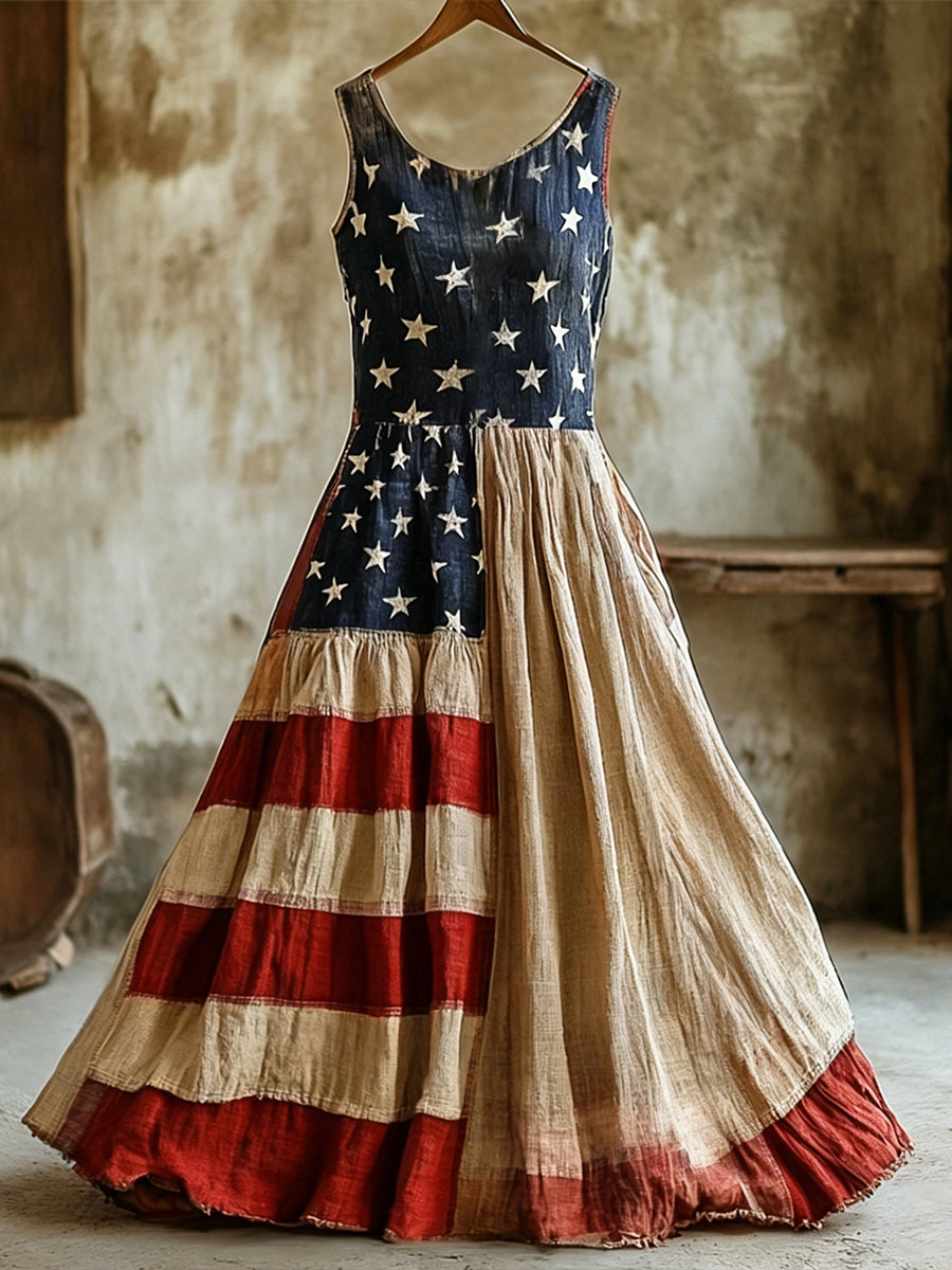 Women's 250th Anniversary Inspired Linen Sleeveless Dress