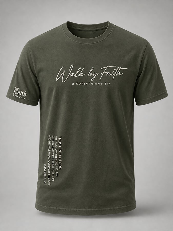 Men'S Casual "Faith" Print T-Shirt