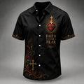 Men's Religious Faith Cross Printed Casual Shirt