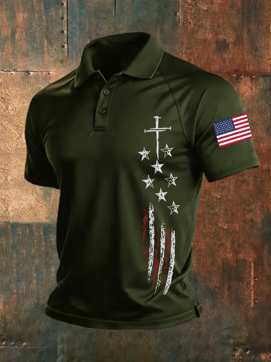 Men's casual waffle Patriot Polo