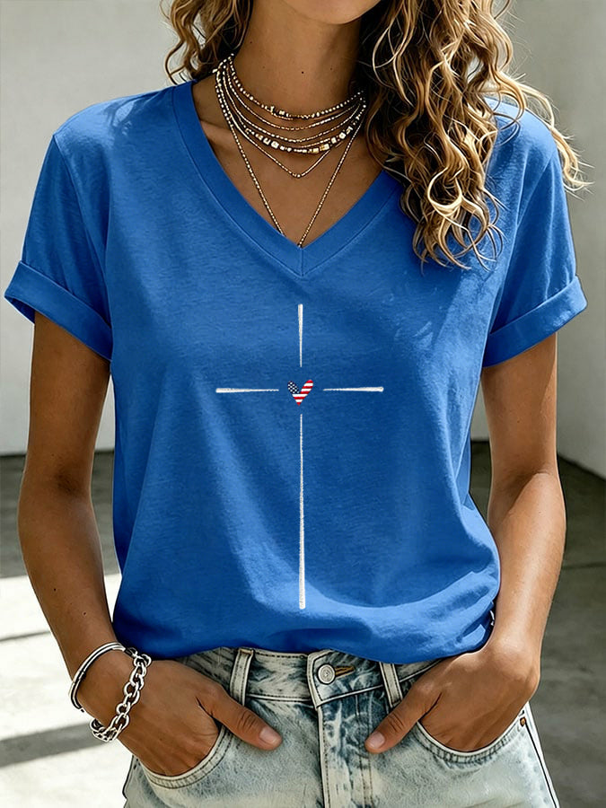 Women'S Faith Patriotic Printed Casual T-Shirt